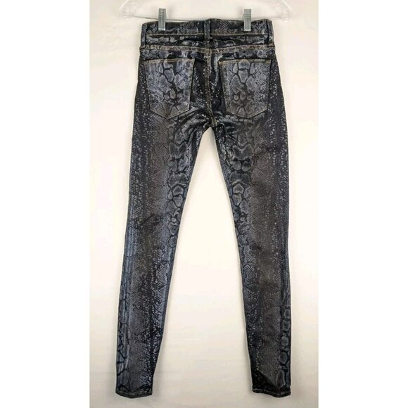 Hudson Jeans Womens 24 Blue Snakeskin Print USA Made Super Skinny Nico Mid Rise - Picture 2 of 11